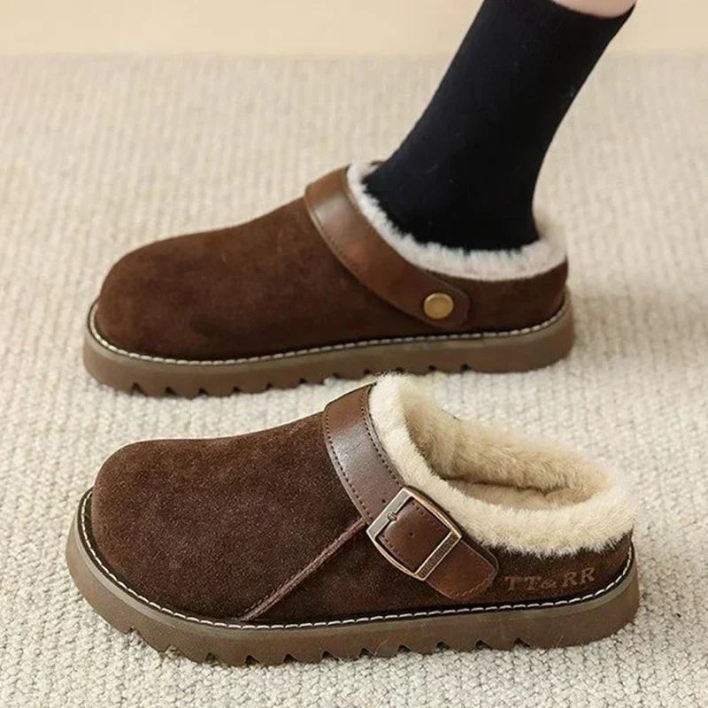 Elegant suede clogs with plush lining