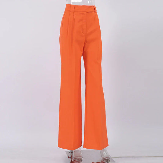 Orange linen women's trousers