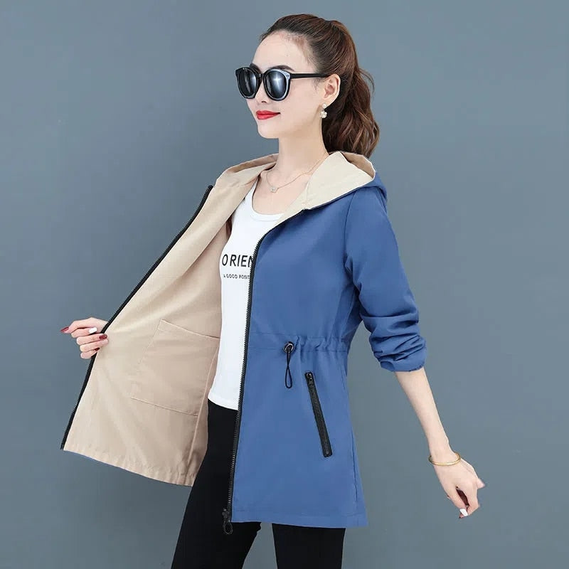 Double-sided, elegant windbreaker for women