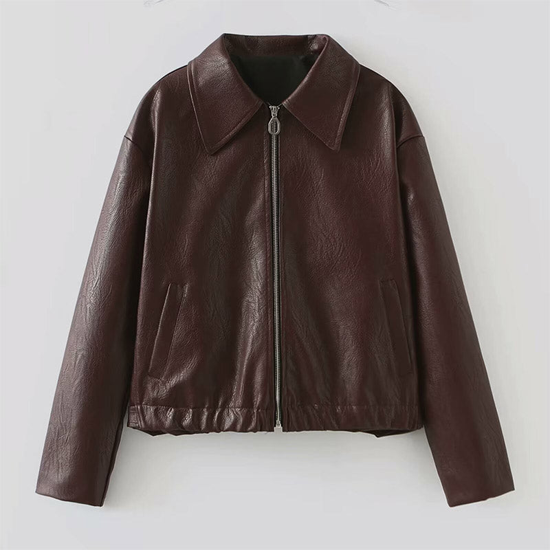 Women - Casual Leather Jacket - Comfortable Genuine Leather - Fashionable Outerwear for Everyday Style