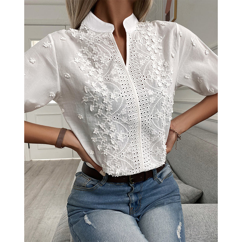 Elegant short sleeve blouse