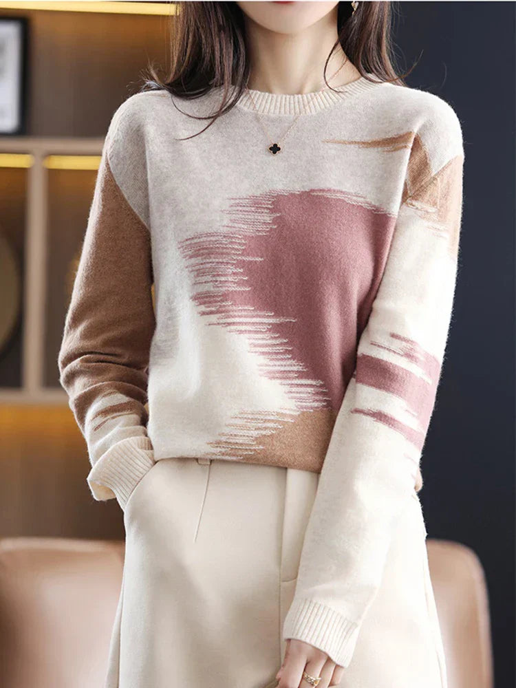 Cashmere Ladies Sweater with Tie-Dye Design