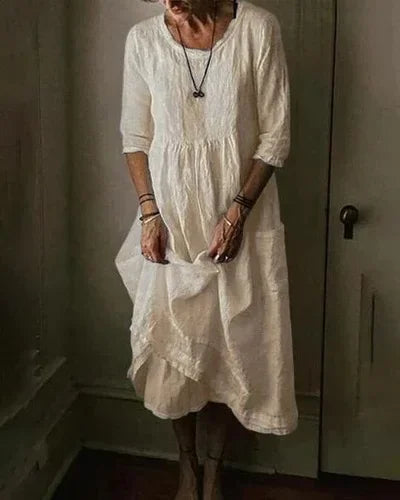 Women's cotton linen oversize dress