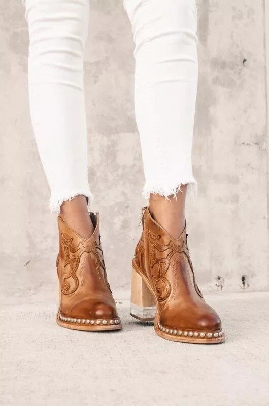 Cowboy Ankle Boots with Heel