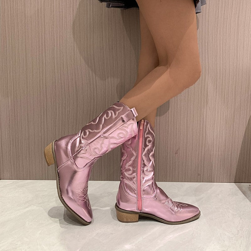 stylish metallic chic boots