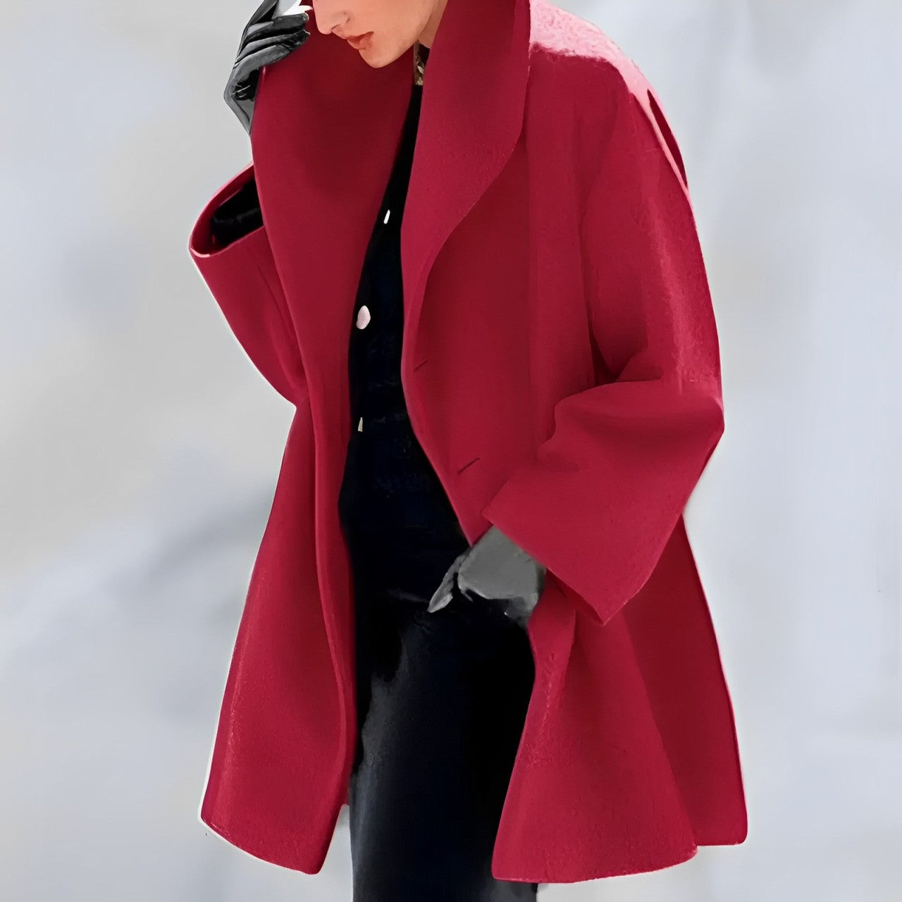 Women - Loose Wool Coat - Cozy Shawl Collar - Stylish Warm Outerwear for Fall & Winter