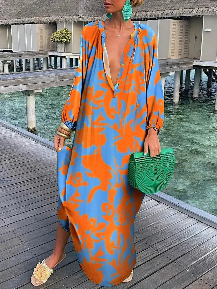 Bohemian long sleeve maxi dress