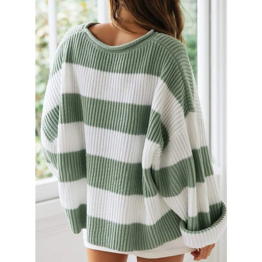 Long-sleeved striped turtleneck jumper