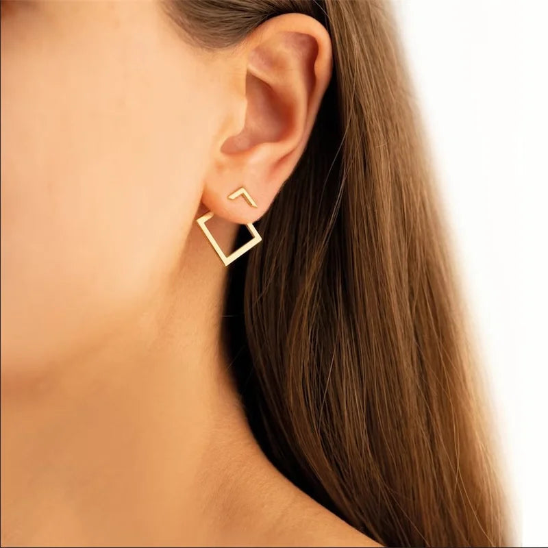 Connected rhombus earrings