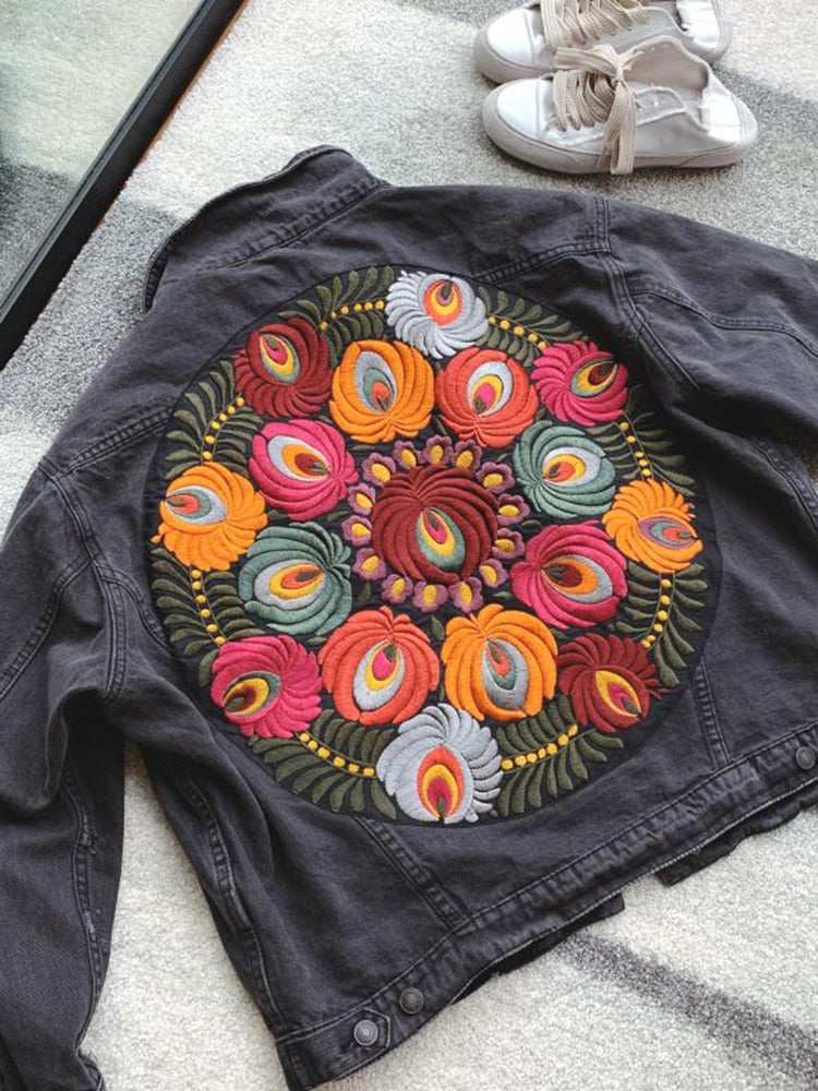 Grey boho denim jacket - the perfect combination of style and comfort