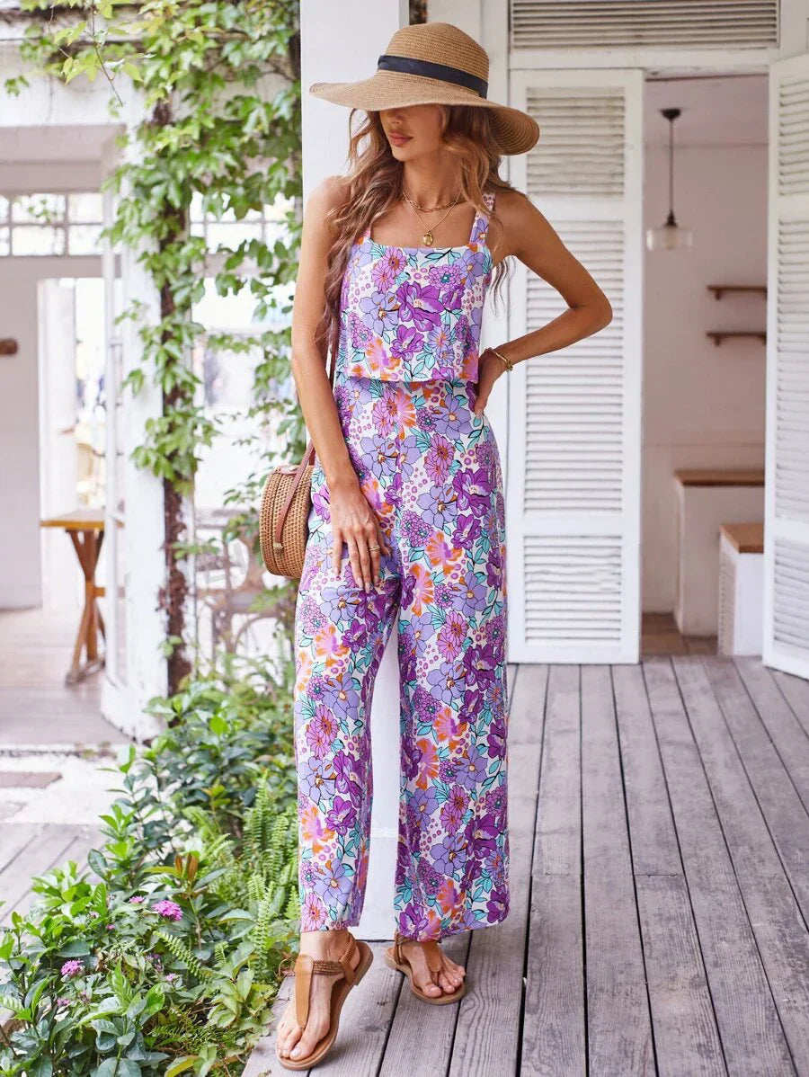 Jumpsuit With Wide Legs and Flowers