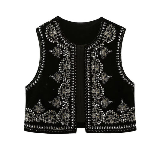 Waistcoat with silver sequin embroidery