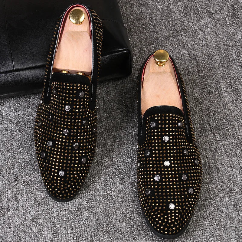 Luxurious loafers with stud embellishments