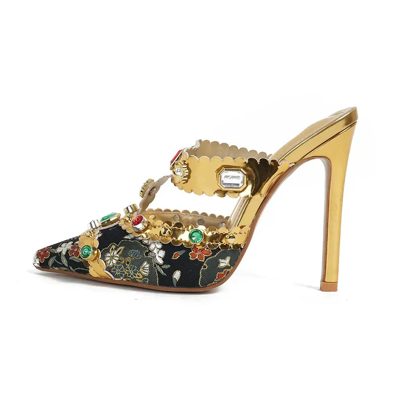 Jewelled stilettos with transparent design