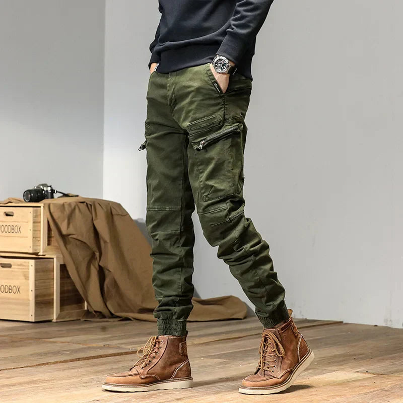 Men - Cargo Jogging Trousers - Comfortable Cotton Blend - Stylish Outdoor Wear