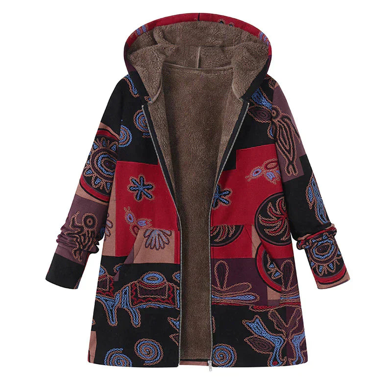 Women's Coat - Patterned Retro Style - Unique Design - Perfect for Any Occasion - Trendy Outerwear