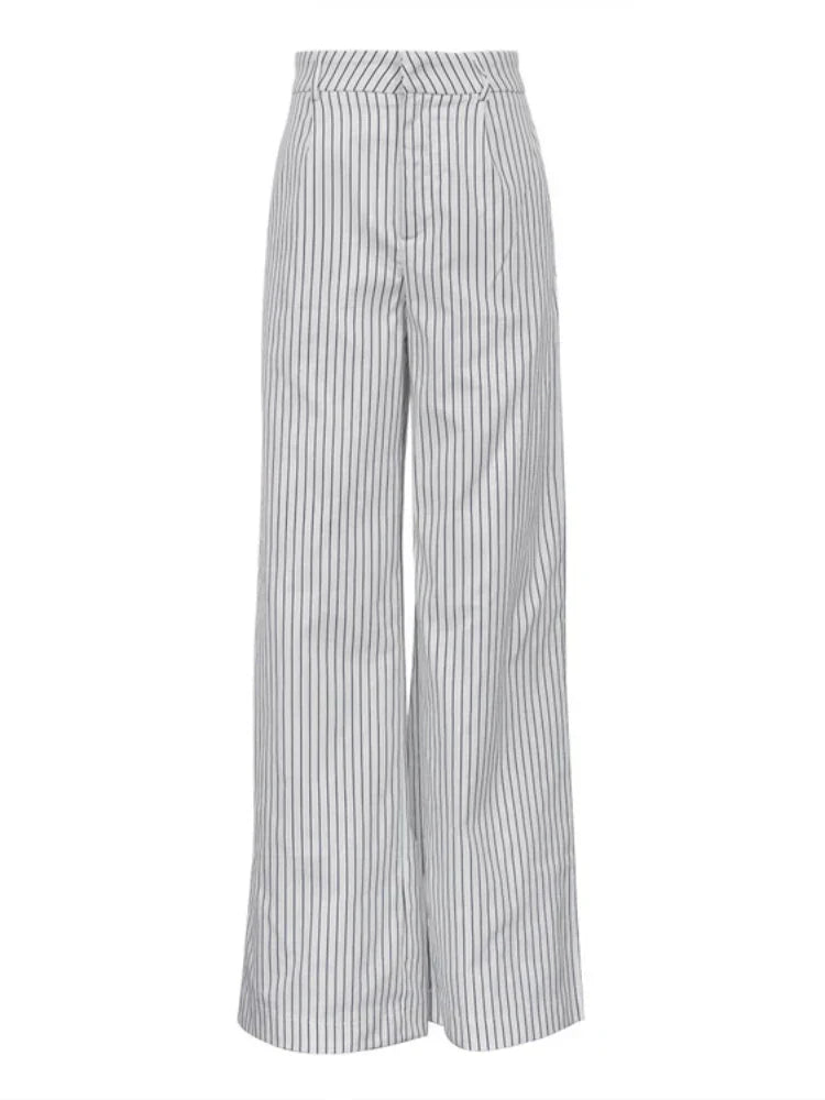 Black and white striped trousers