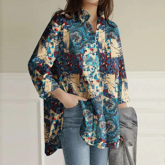 Blouse with vintage print