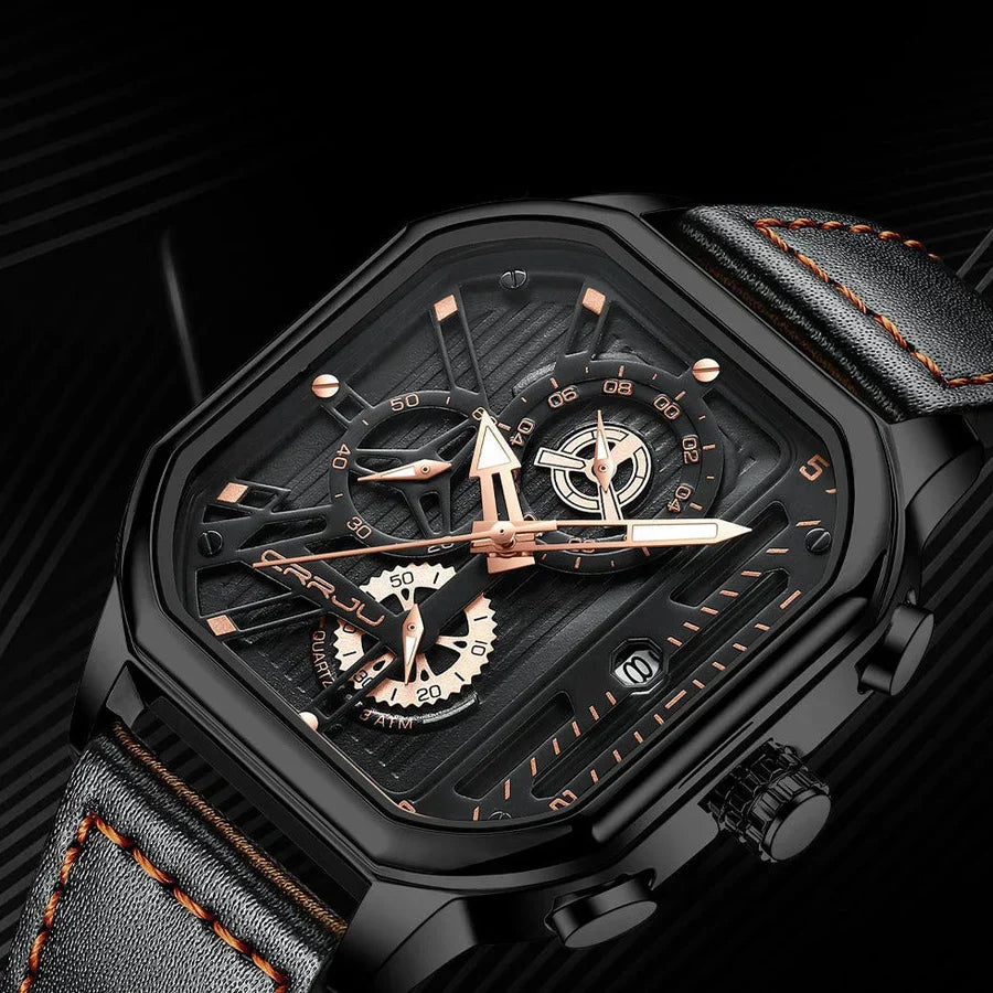 Luxury automatic watch with skeletonised dial