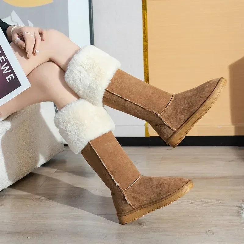 Elegant suede winter boots with plush lining