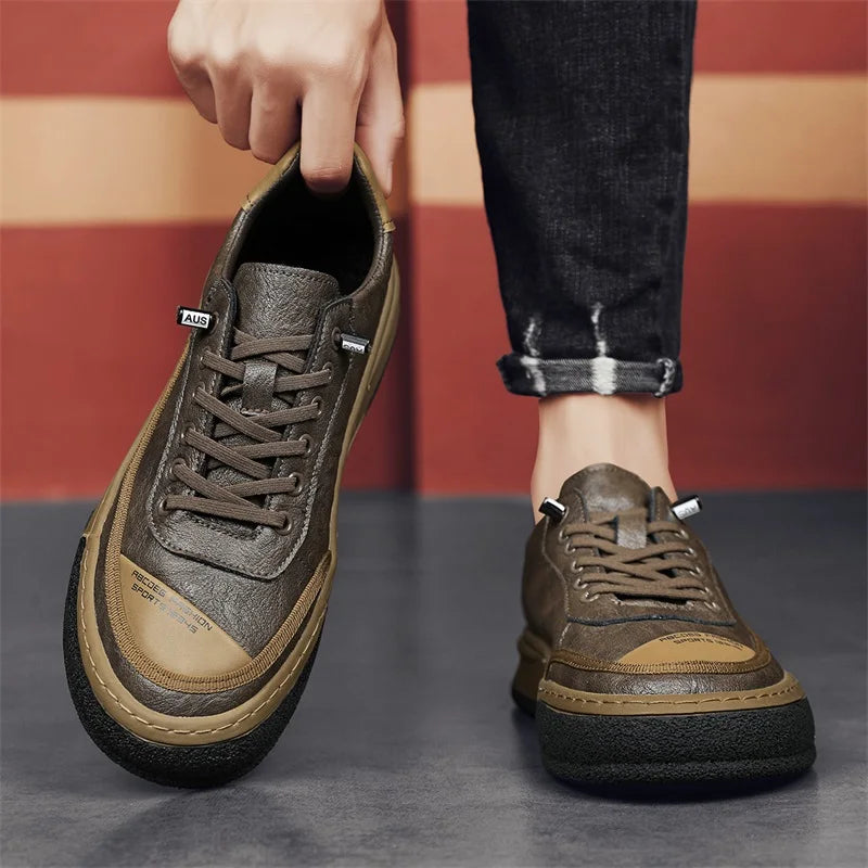 Robust casual sneakers with contrast stitching