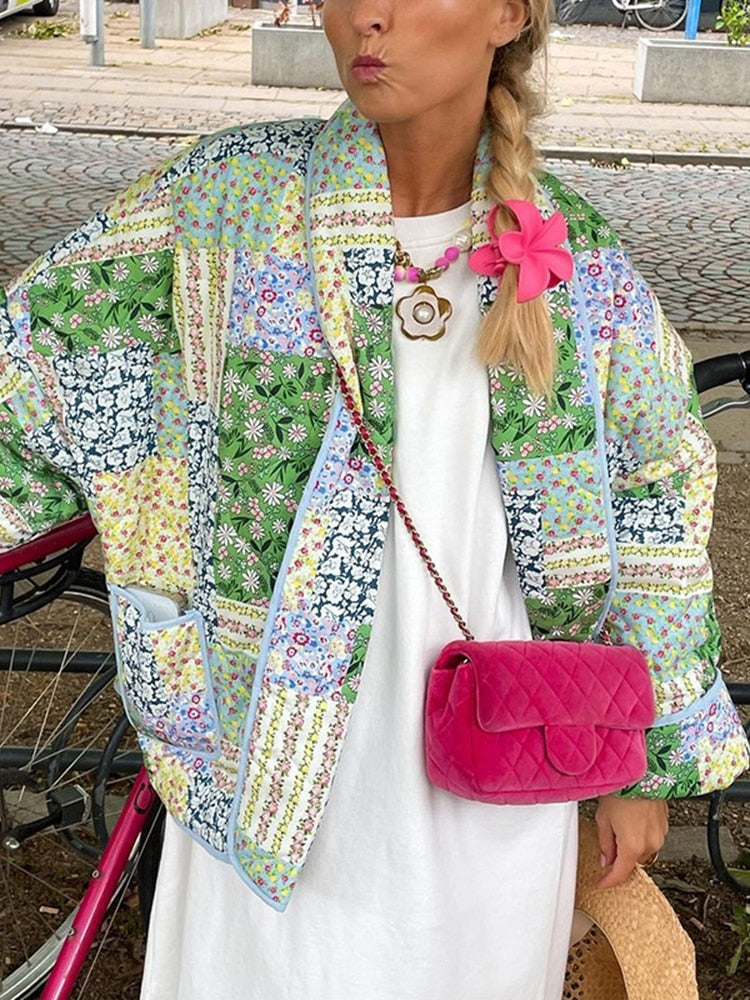 Printed patchwork jacket