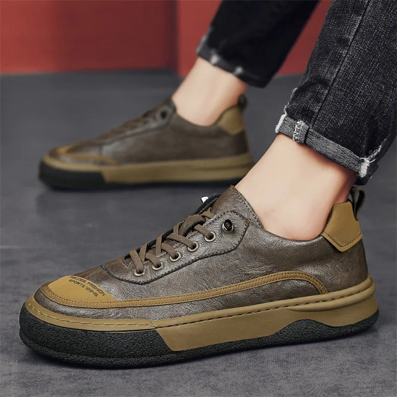 Robust casual sneakers with contrast stitching