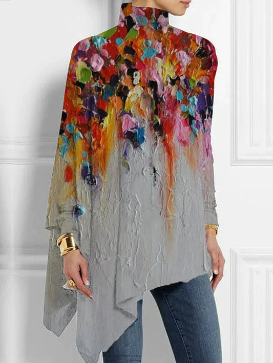 Asymmetric oil painting top