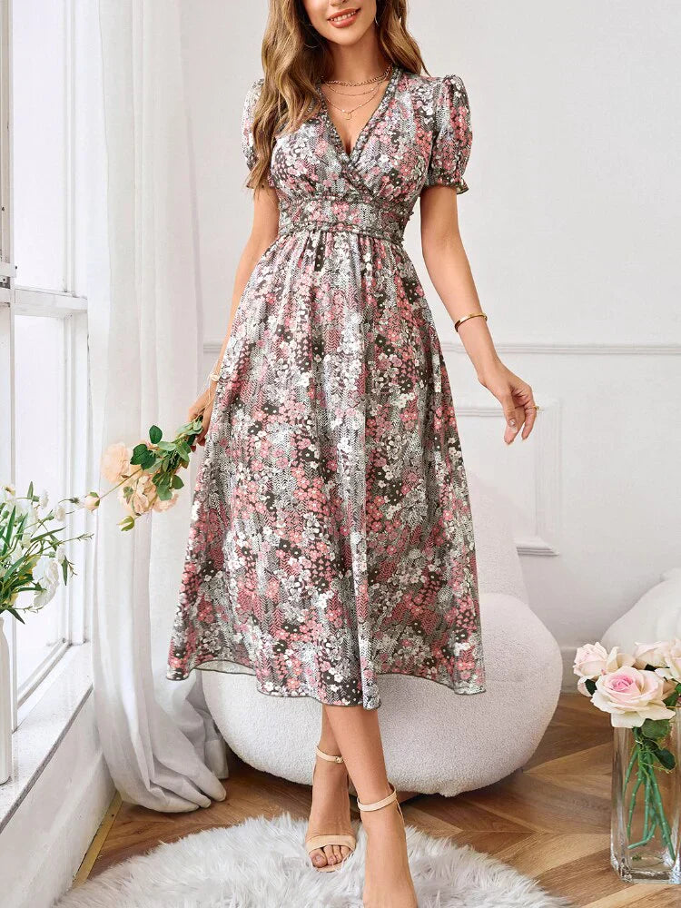 Women's summer dress 2023 - Elegant chiffon dress with vintage floral print