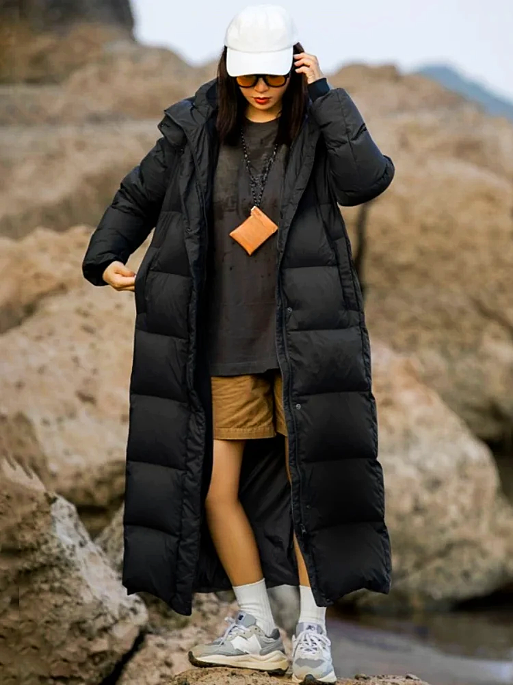 Women - Long Down Parka - Warm Hooded Jacket - Stylish Winter Outerwear for Cold Weather