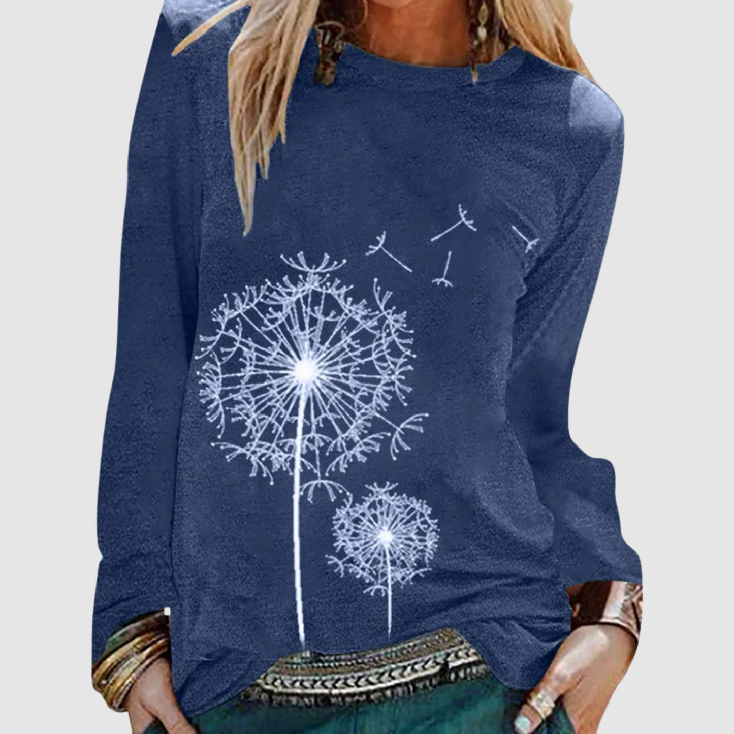 Women - Long-Sleeved Casual Shirt - Printed Design - Stylish Everyday Wear