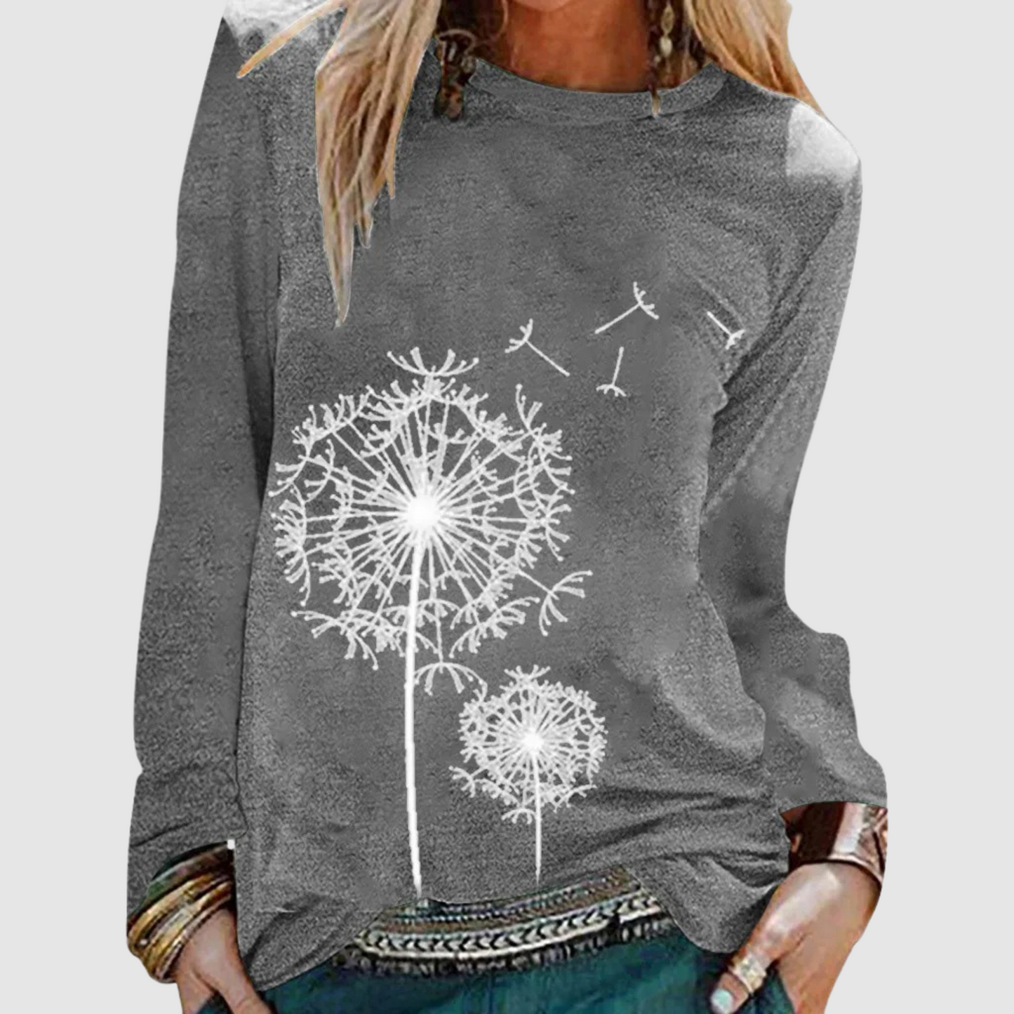 Women - Long-Sleeved Casual Shirt - Printed Design - Stylish Everyday Wear