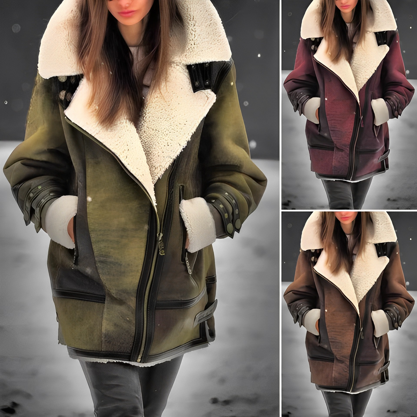 Women’s  - Suede Jacket with Sherpa Lining - Stylish and Cozy Outerwear for All Occasions