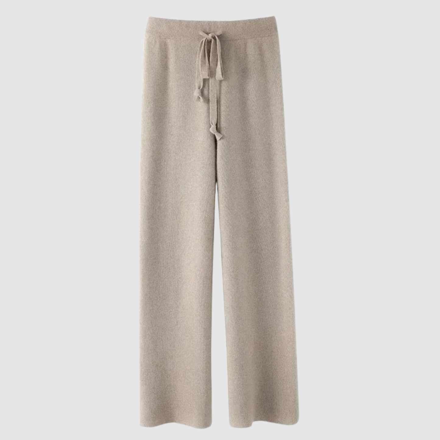 Women - Knitted Trousers - High Waist, Wide Leg - Comfortable and Trendy Fashion