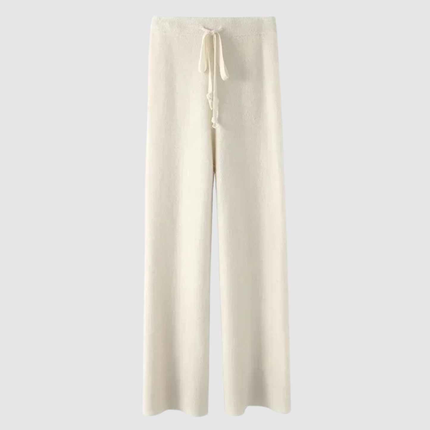 Women - Knitted Trousers - High Waist, Wide Leg - Comfortable and Trendy Fashion