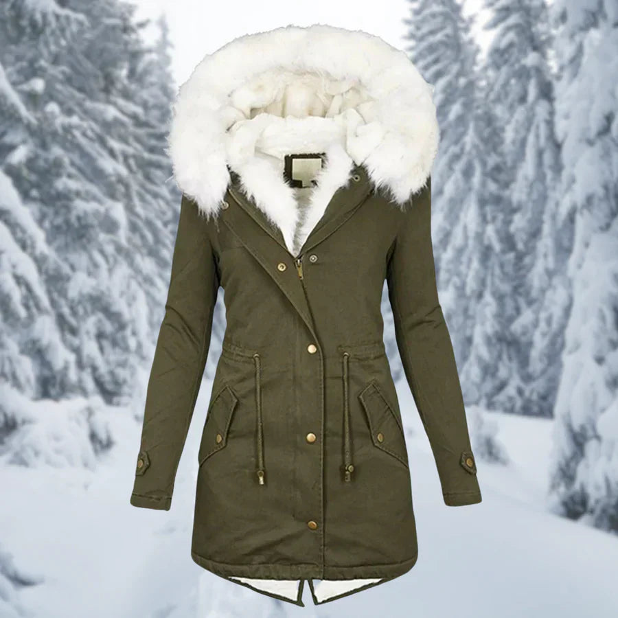 Warm winter jacket for women, half-length