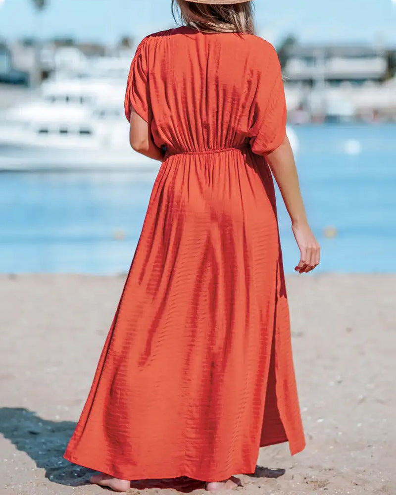 Elegant maxi dress with split hem