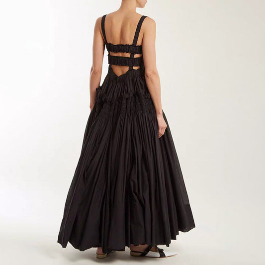 Draped maxi dress with pleats