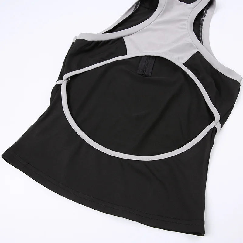 Sporty crop top with high collar