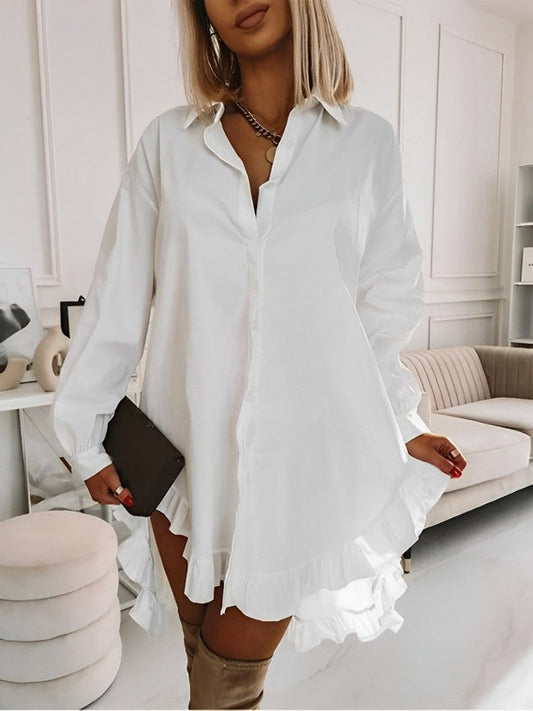 Loose long sleeve ruffled blouse