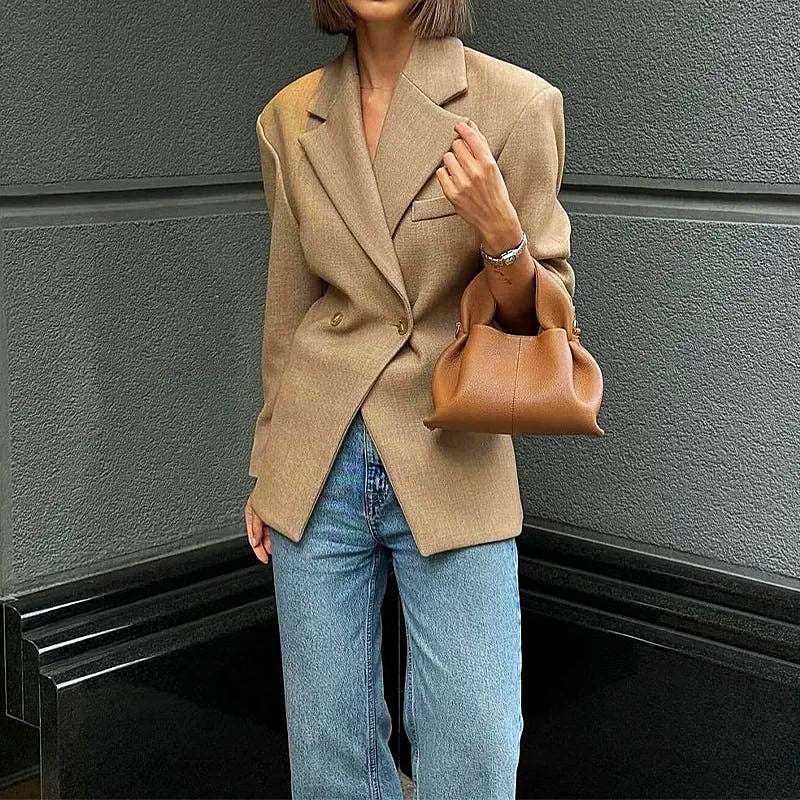 Women - Blazer - Loose Oversized Design - Casual Layering Jacket for Effortless Chic Style