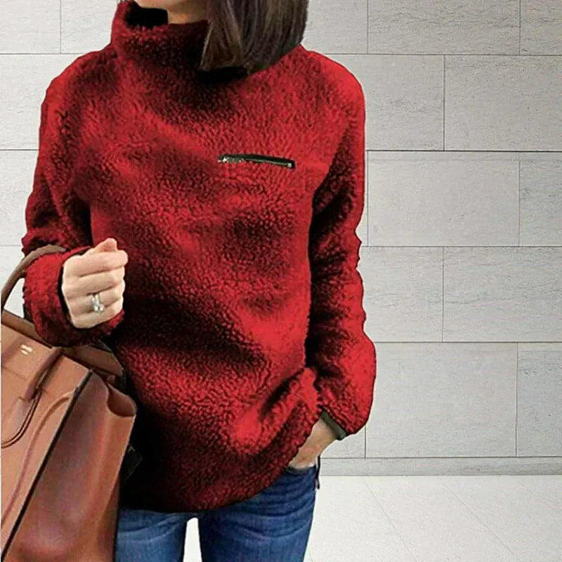 Women - Turtleneck Jumper - Cozy Knit, Long Sleeve - Stylish Winter Essential