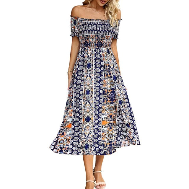 Boho dress with floral hem