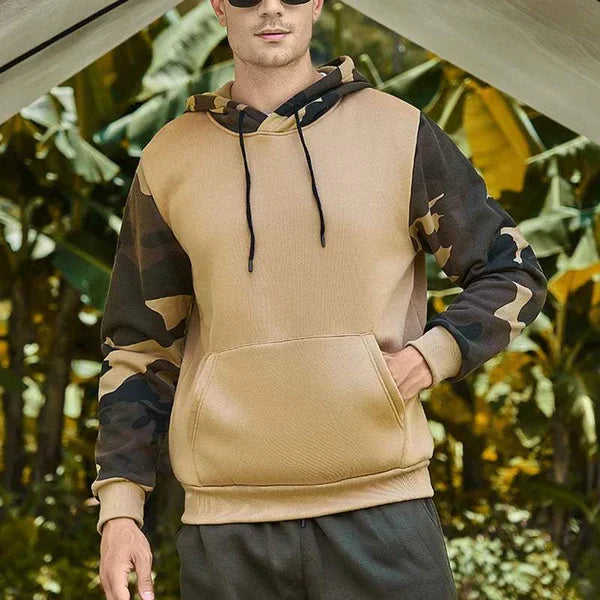 Hoodie with camouflage pattern sleeves