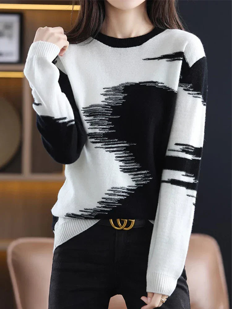 Cashmere Ladies Sweater with Tie-Dye Design