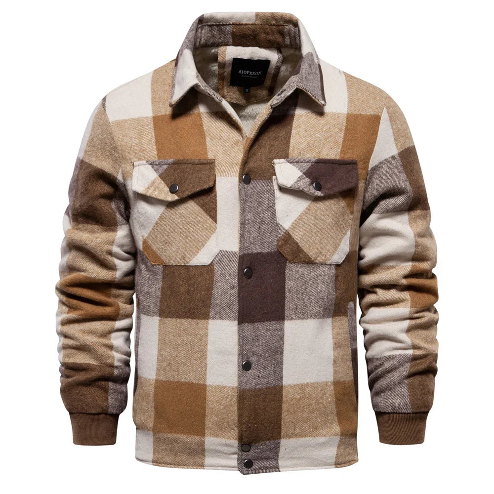 Men's Flannel Checked Winter Coat