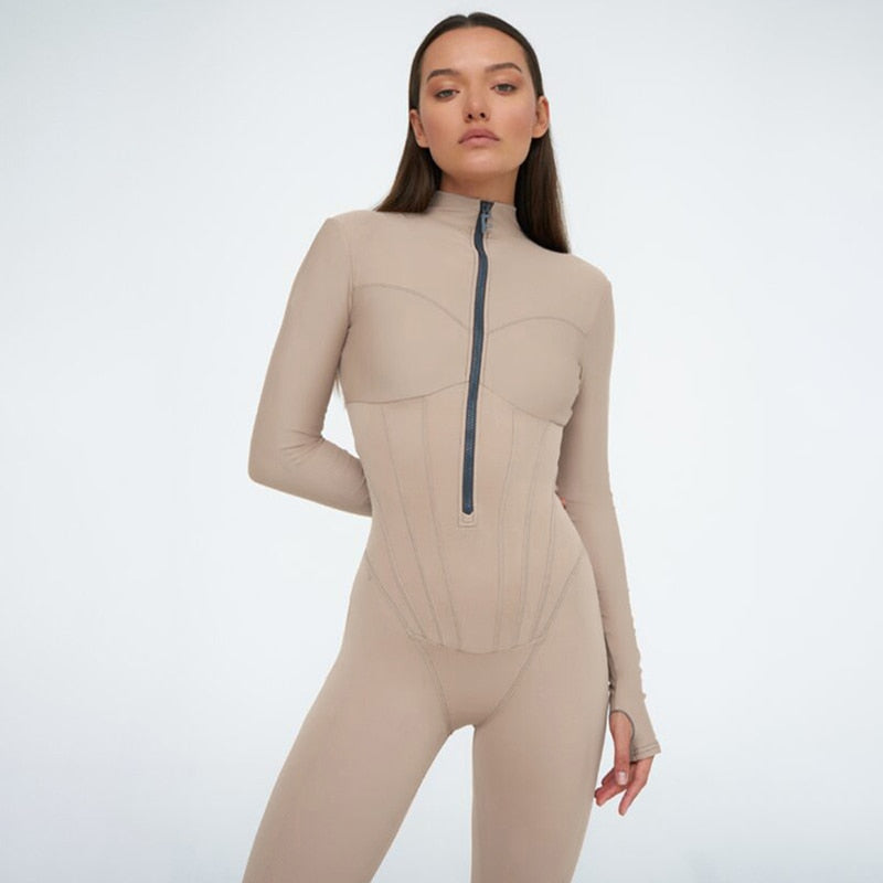 Catsuit with high neckline and zip