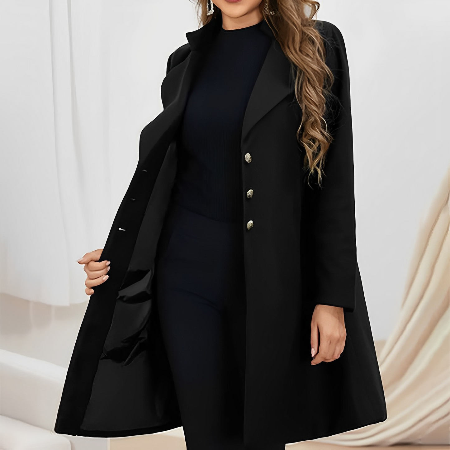 Women - Elegant Woollen Coat - Stylish & Warm - Fashionable Winter Outerwear