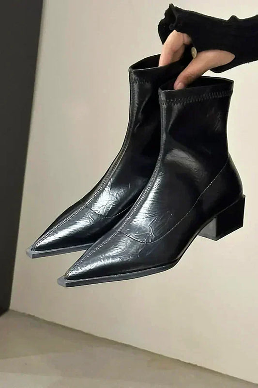 Women - Ankle Boots - Pointed Toe, Block Heel - Trendy Autumn Shoes for Stylish Outfits