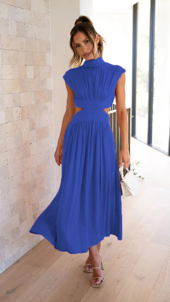 Pleated maxi dress for women